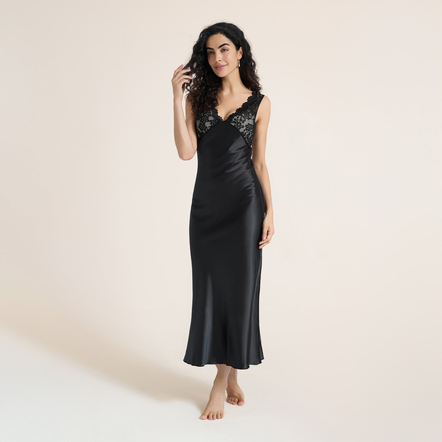 Womens European And American-style Sexy Lace-trimmed Slip Bodycon Dress