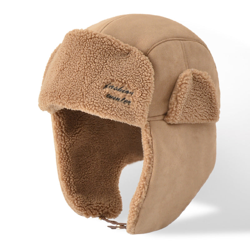 Women Stitching Lamb Fleece Thickened Winter Skiing Windproof Warm Hat
