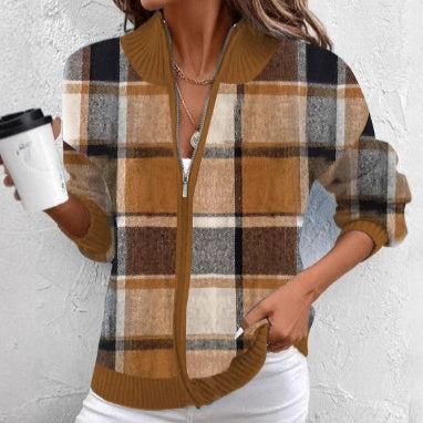 Women's Large Checks Style Women's Woolen Jacket Plaid Autumn And Winter New
