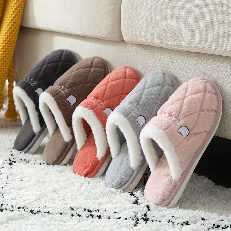 Couples' Cotton Slippers For Women's Indoor Household Use In Autumn And Winter