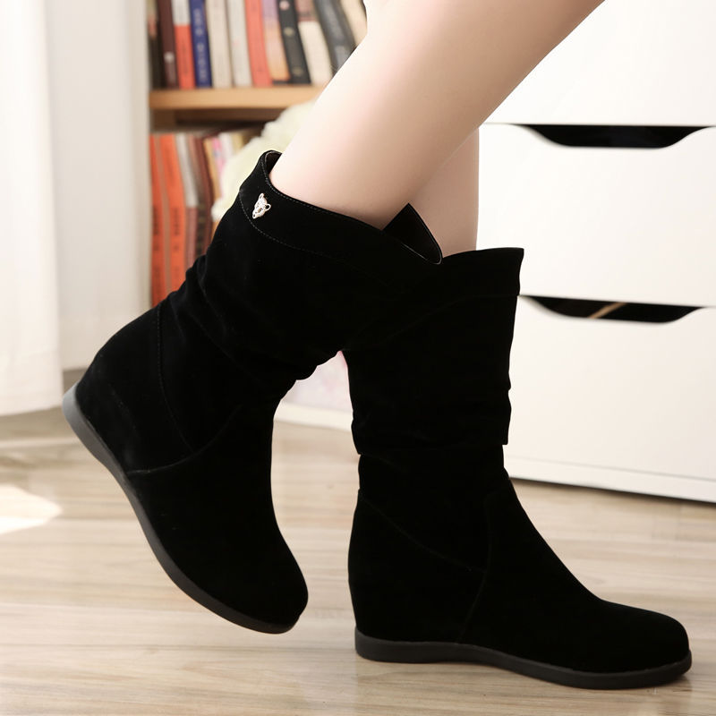 Simple Women's Plus Cotton Velvet Mid-tube Boots