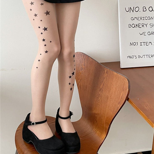 Sweet Cool Hot Girl Girl XINGX Printed Stockings Spring And Summer Thin