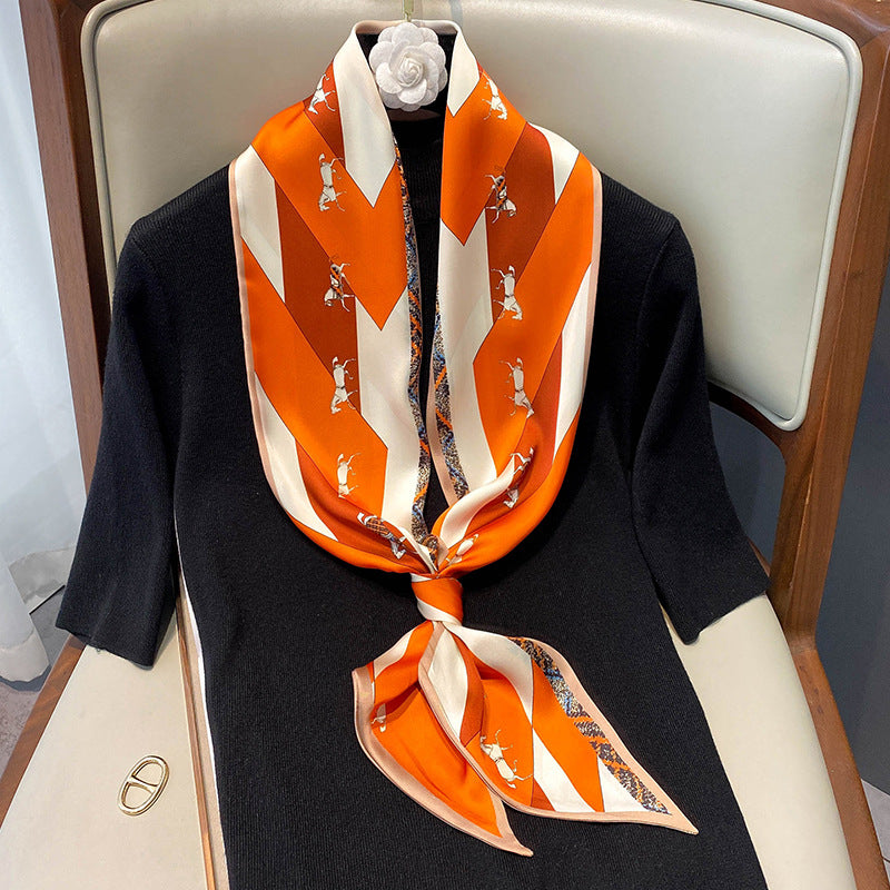 New Style Printed Silk Scarf Women's Fashion Double-sided Warm