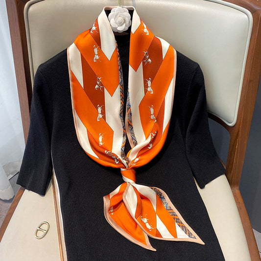 New Style Printed Silk Scarf Women's Fashion Double-sided Warm