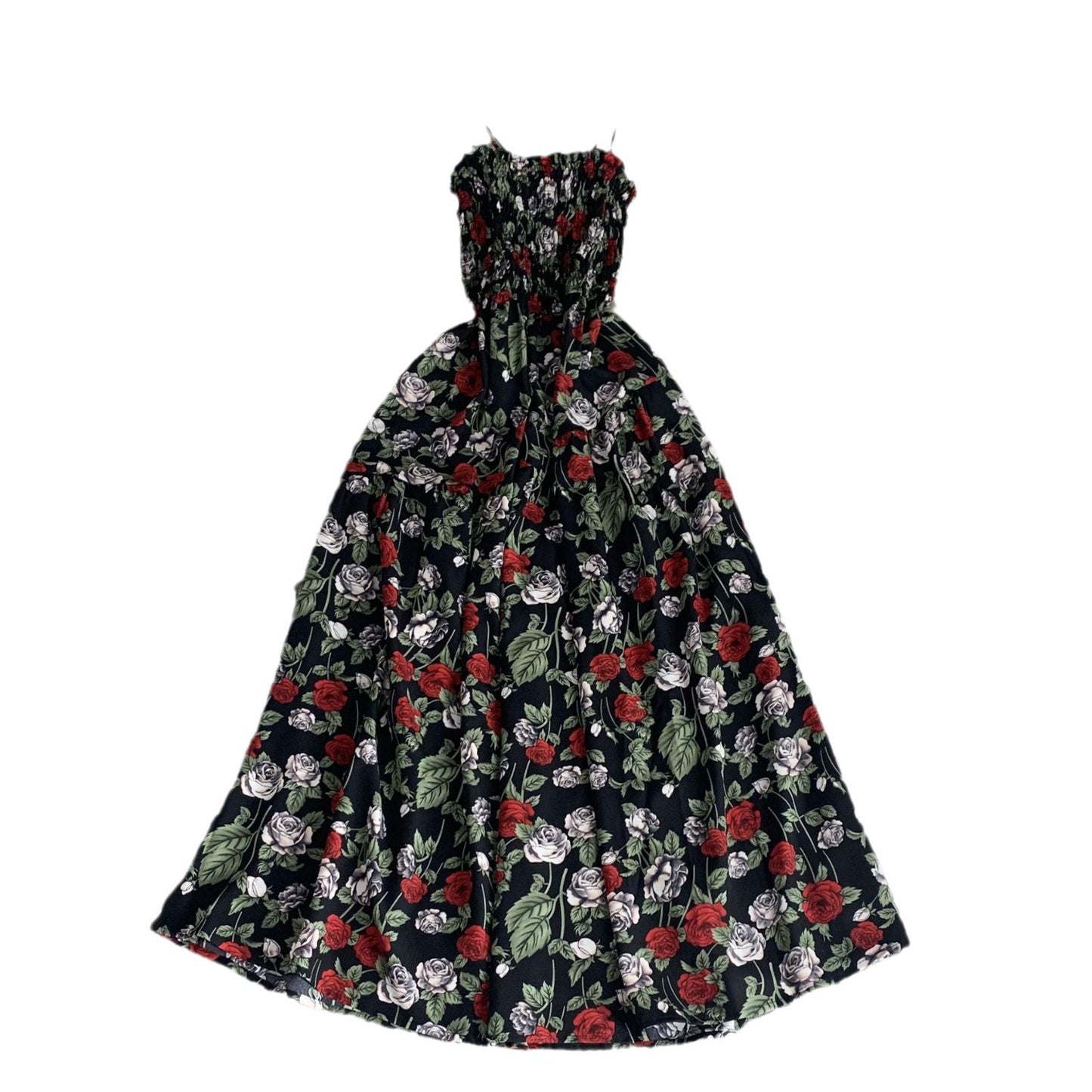 French Style Vintage Floral Bandeau Dress