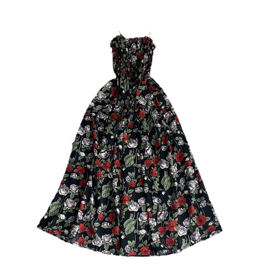 French Style Vintage Floral Bandeau Dress