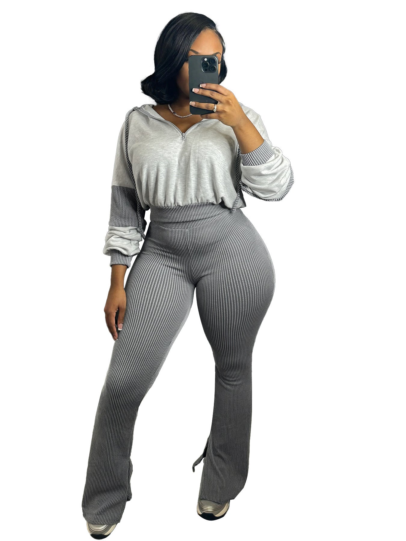 Twist Strip Hoodie Stitching Hooded Horn