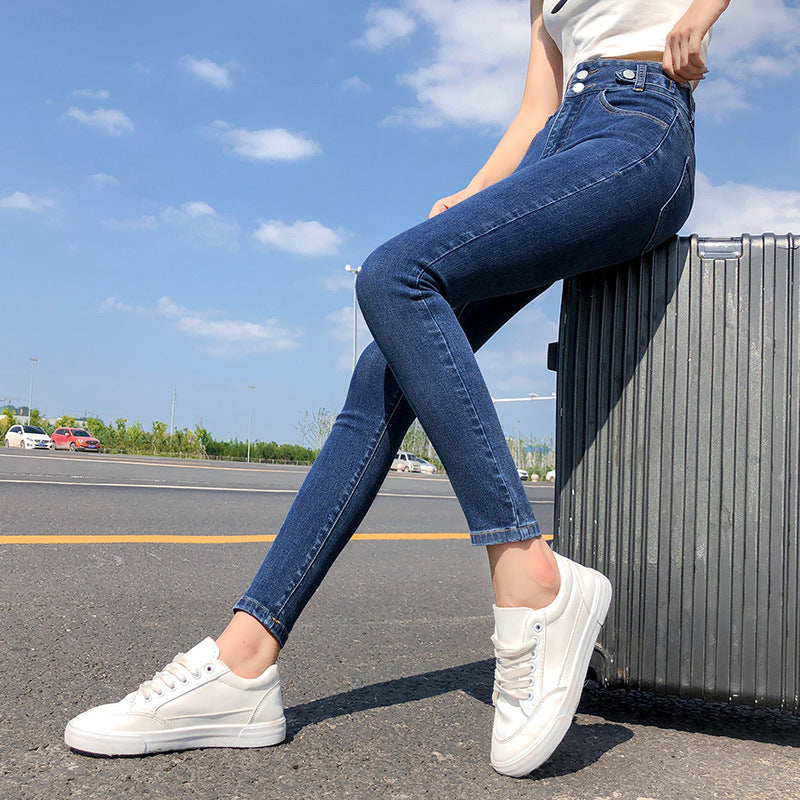 Women's Spring New Plus Size High-waisted Jeans Slim Slimming