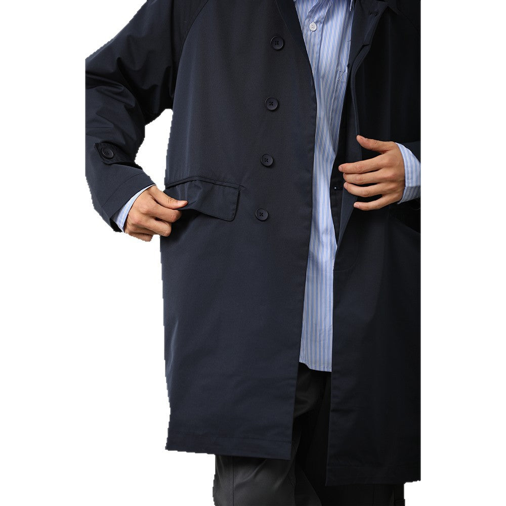 Japanese-style Solid-color Mens Loose-fitting Casual Basic Springautumn Trench Coat