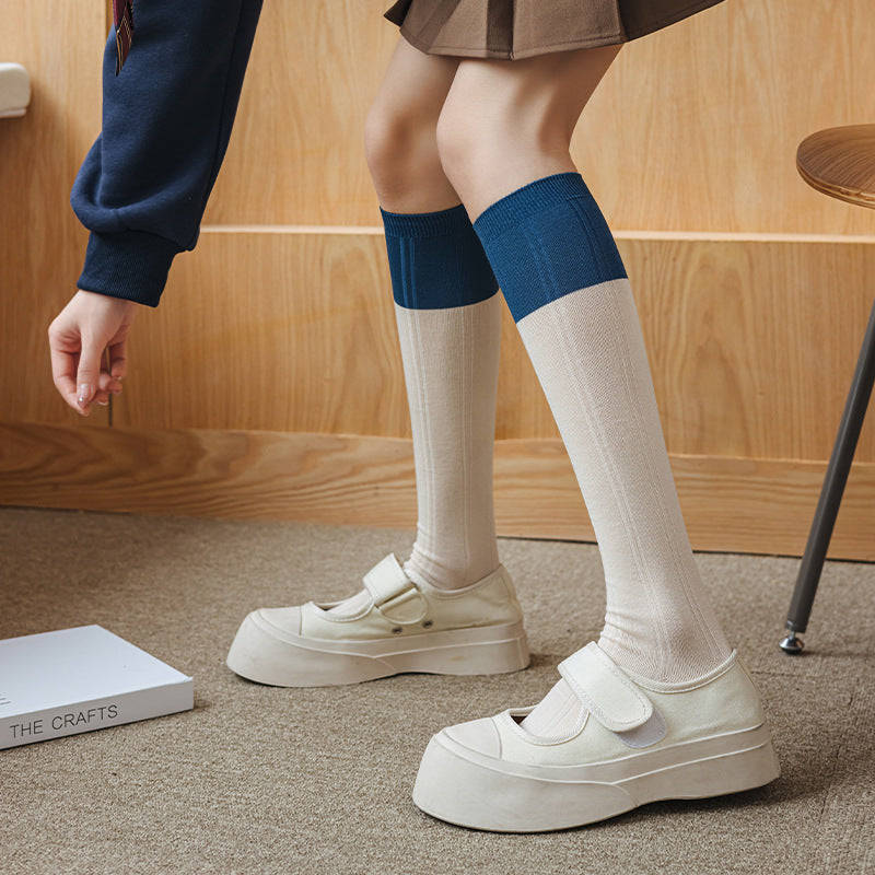 Striped Calf Socks For Female Japanese College Style