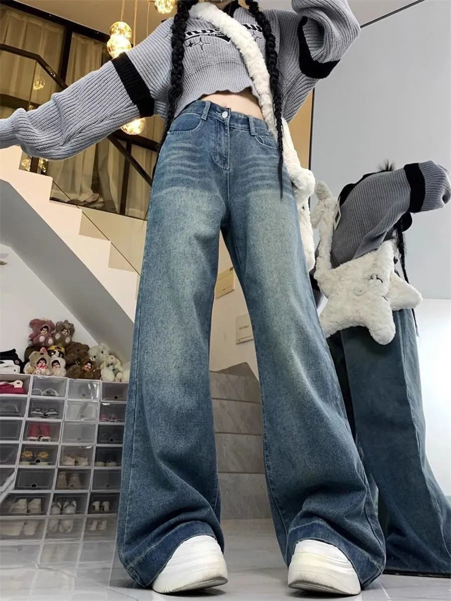 High Waist Loose And Slimming Wide-leg Straight Pants
