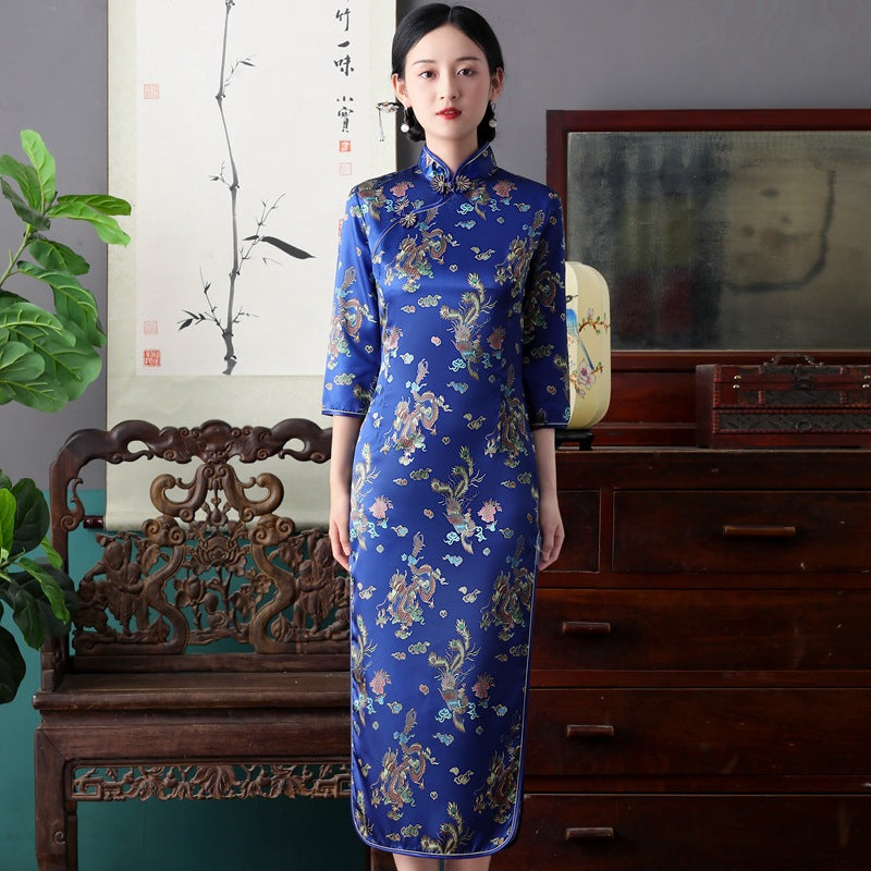 Retro Long Cap Sleeve Performance Dress For Summer