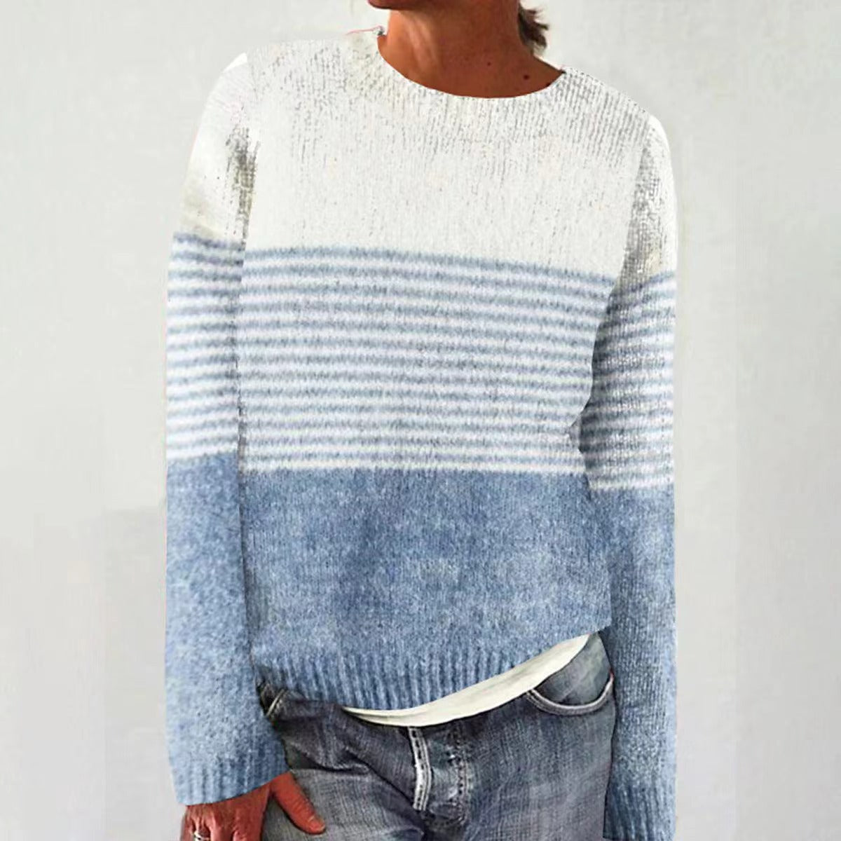 Round Neck Multicolor Loose Fashion Pullover Sweater