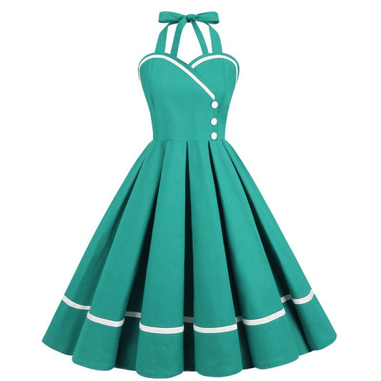 Retro-style Cinched-waist A-line 1950s Dress With A Voluminous Skirt