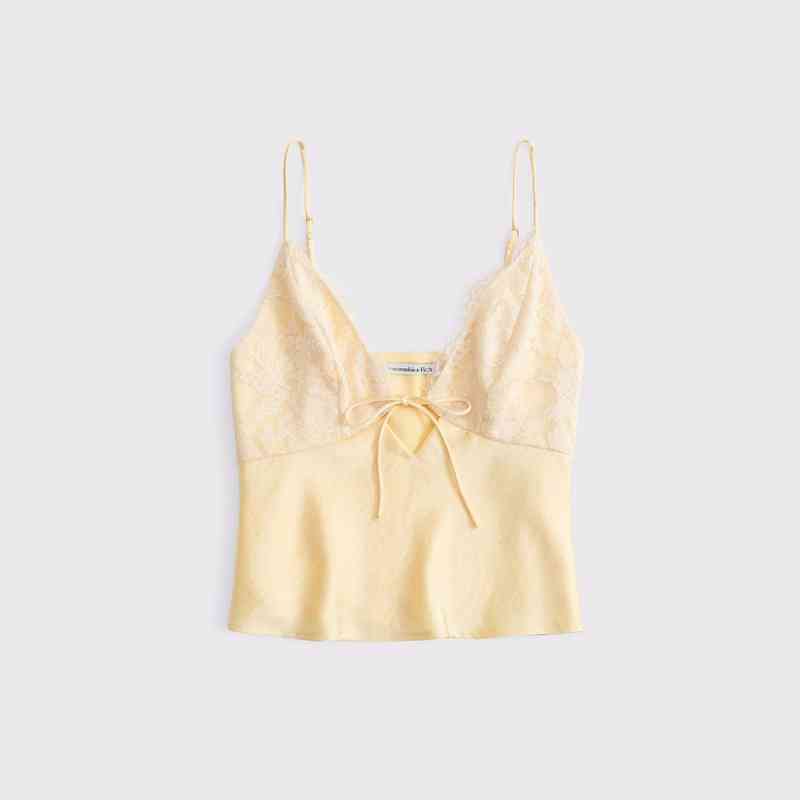 Hollow Lace Sling Spaghetti-strap Camisole Top Shirt