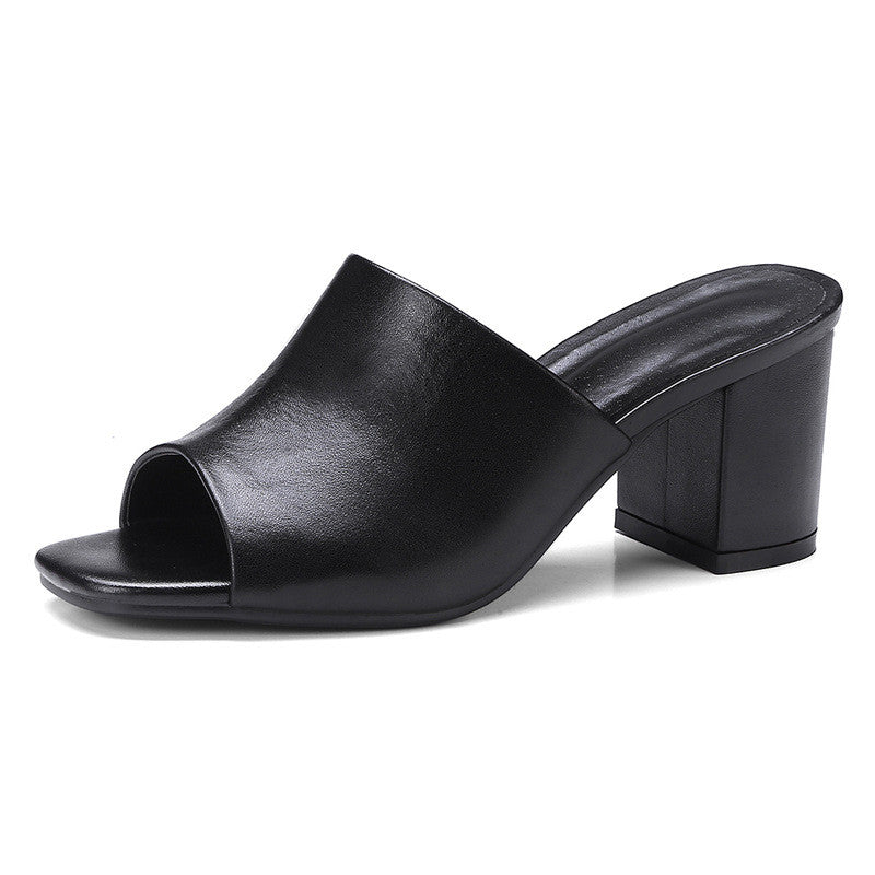 Flip-flops Women's Shoes Middle-aged Leather Mother Sandals And Slippers