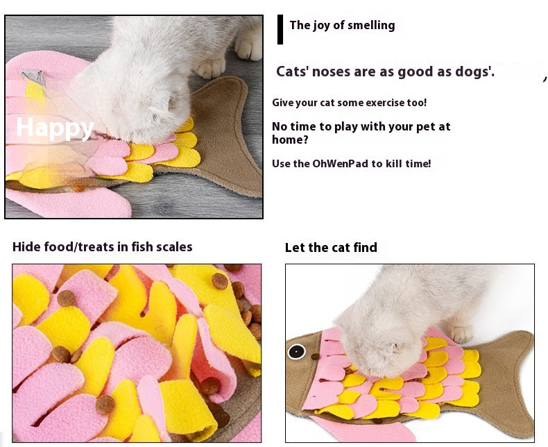 Jouet d'entraînement pour chat en forme de poisson avec couverture odorante Bol à nourriture jouet