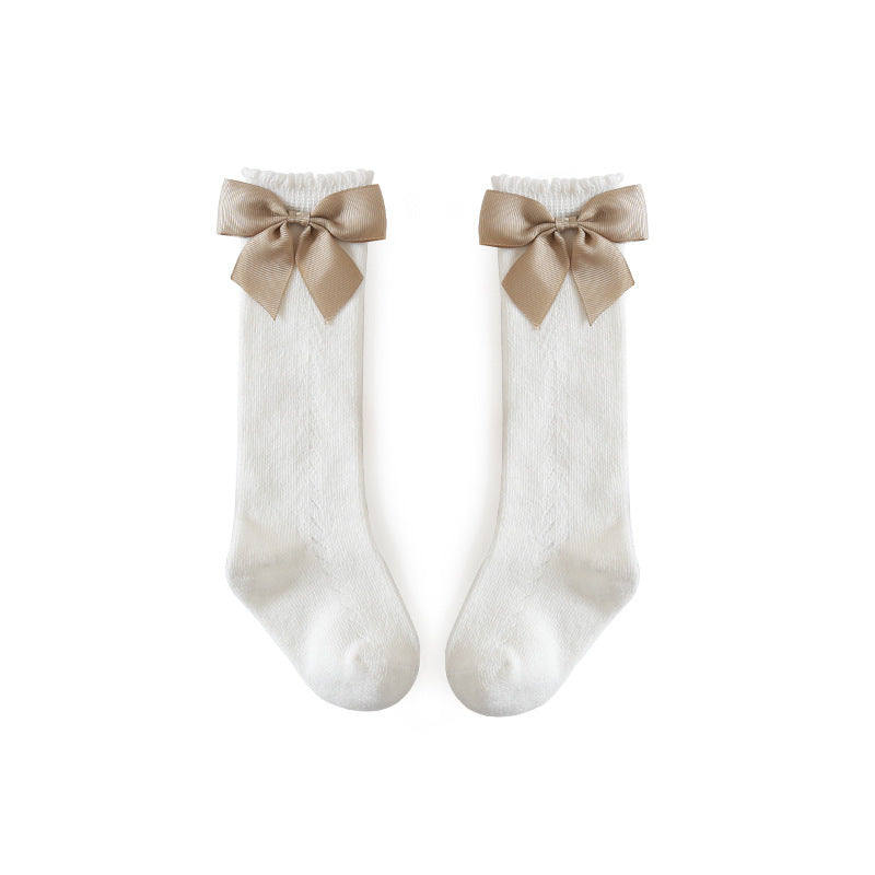 Children's New Hollow Mesh Bow Socks