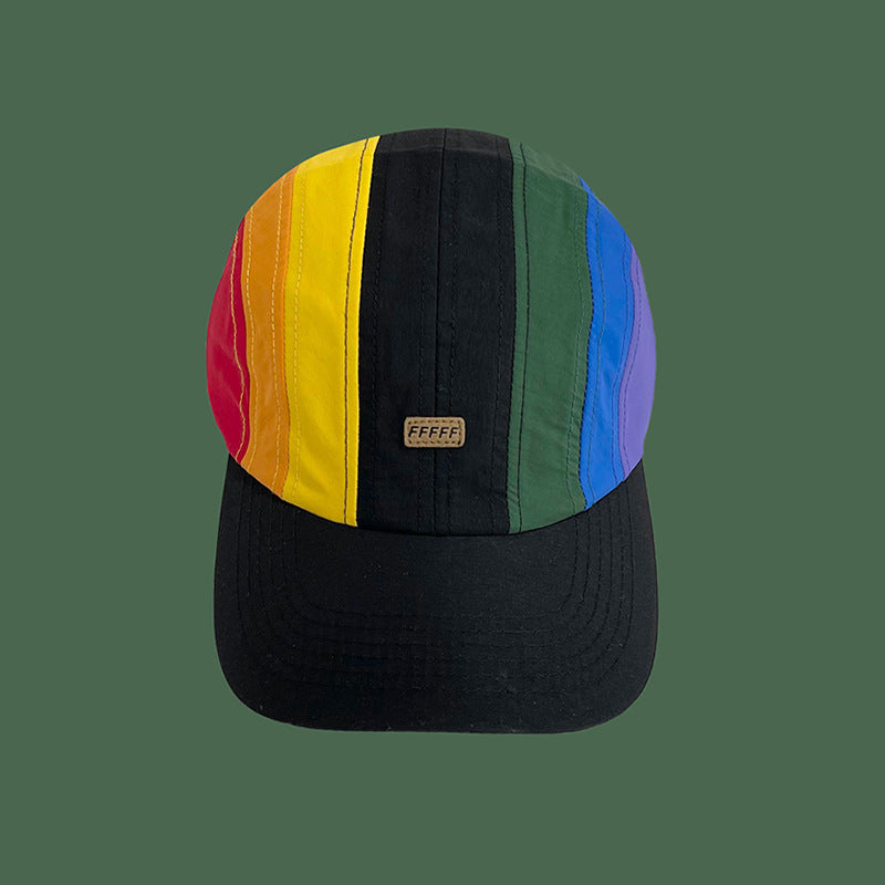 Korean Ins Rainbow Color-blocking Peaked Cap Sun-proof Quick-drying