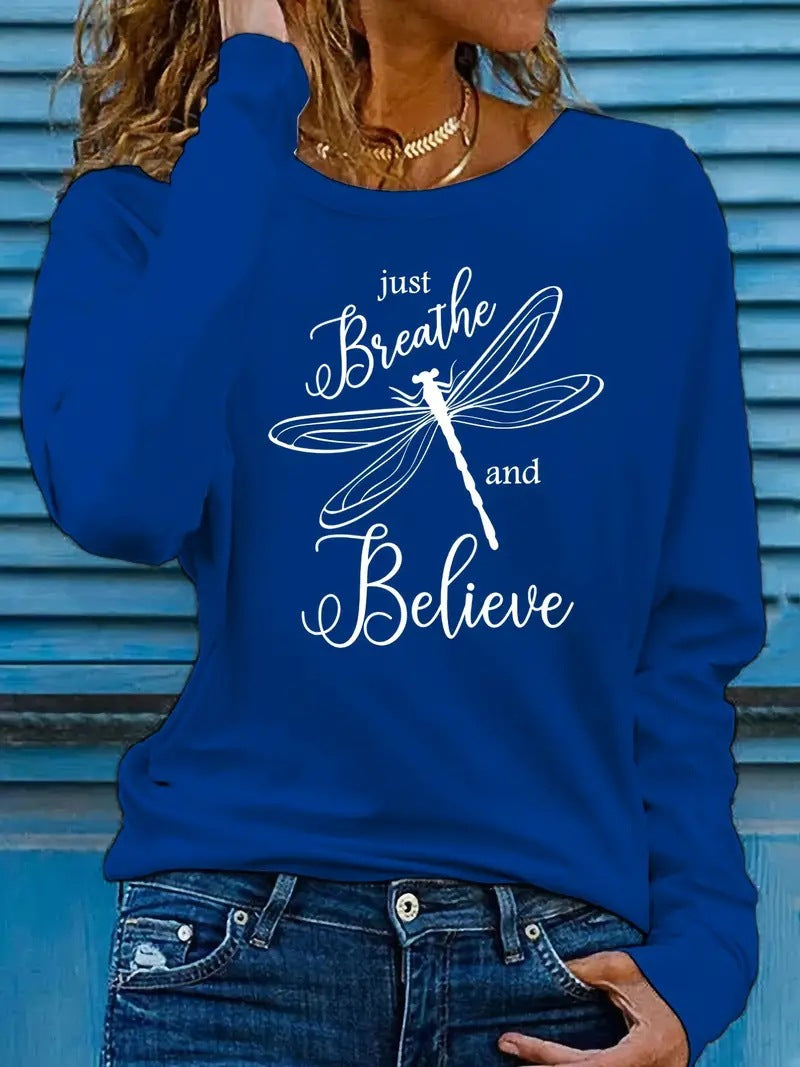 Dragonfly Long Sleeve Casual Women's Clothing
