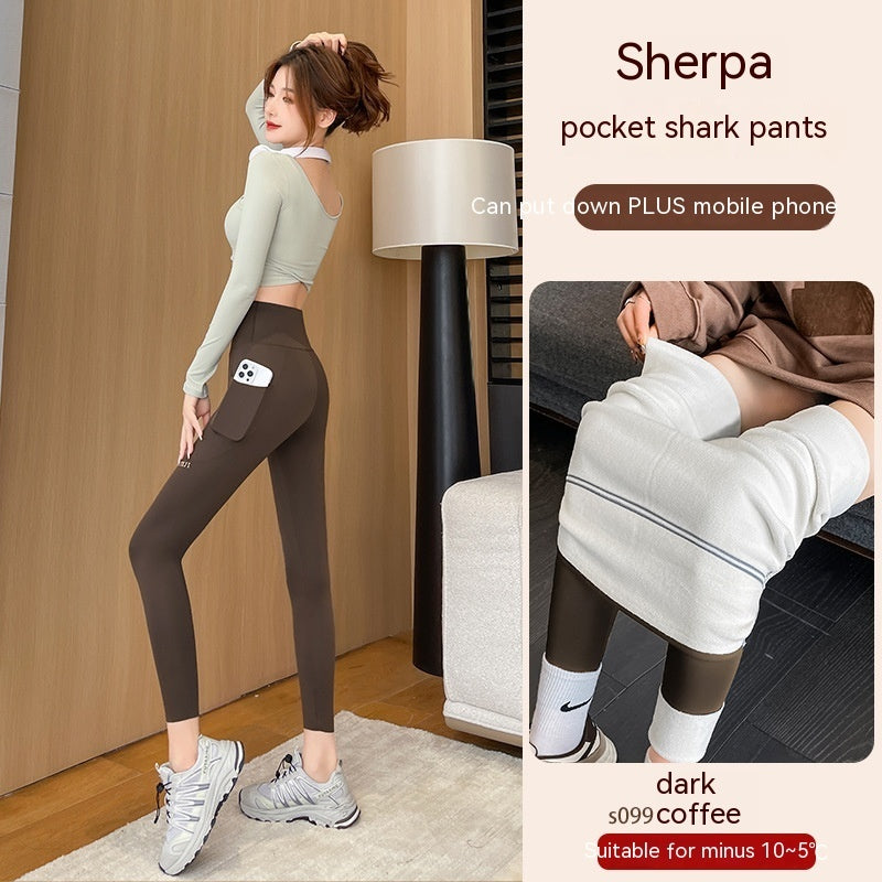 Fall High Waist Hip Lifting And Belly Contracting Yoga Barbie Bodybuilding Pocket Leggings