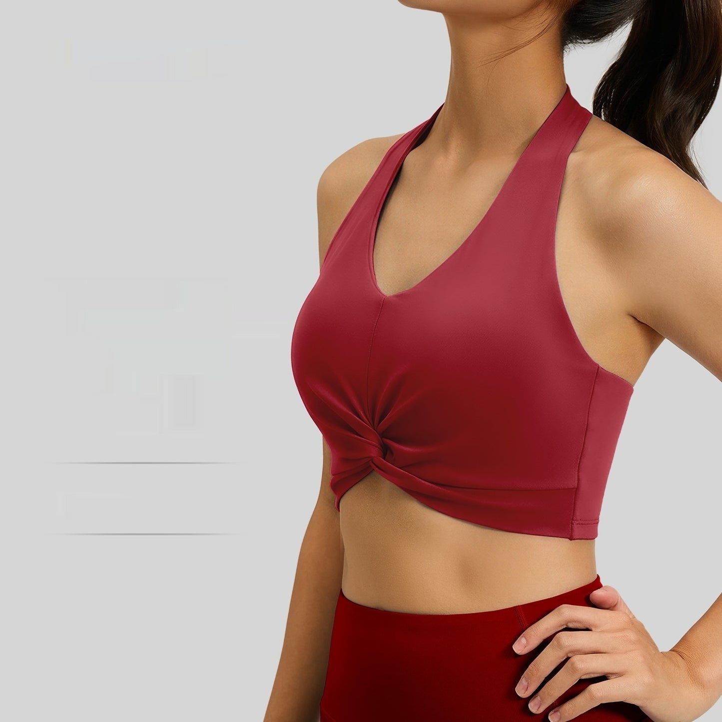 Backless Neck Hanging Sports Tank Top With Double Sided Jacquard Fabric