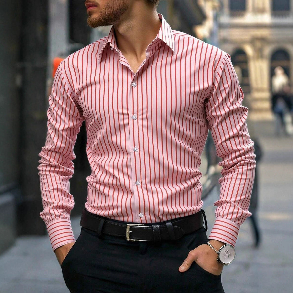 Men's Casual Simple And Fashionable Long-sleeved Shirt
