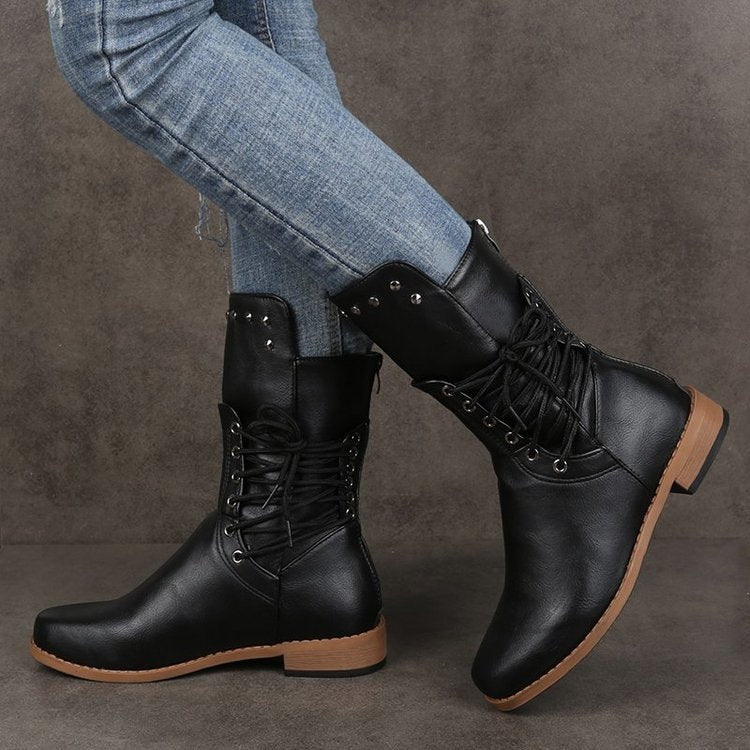Medium Boot Large Size Flat Rivet Martin Boots