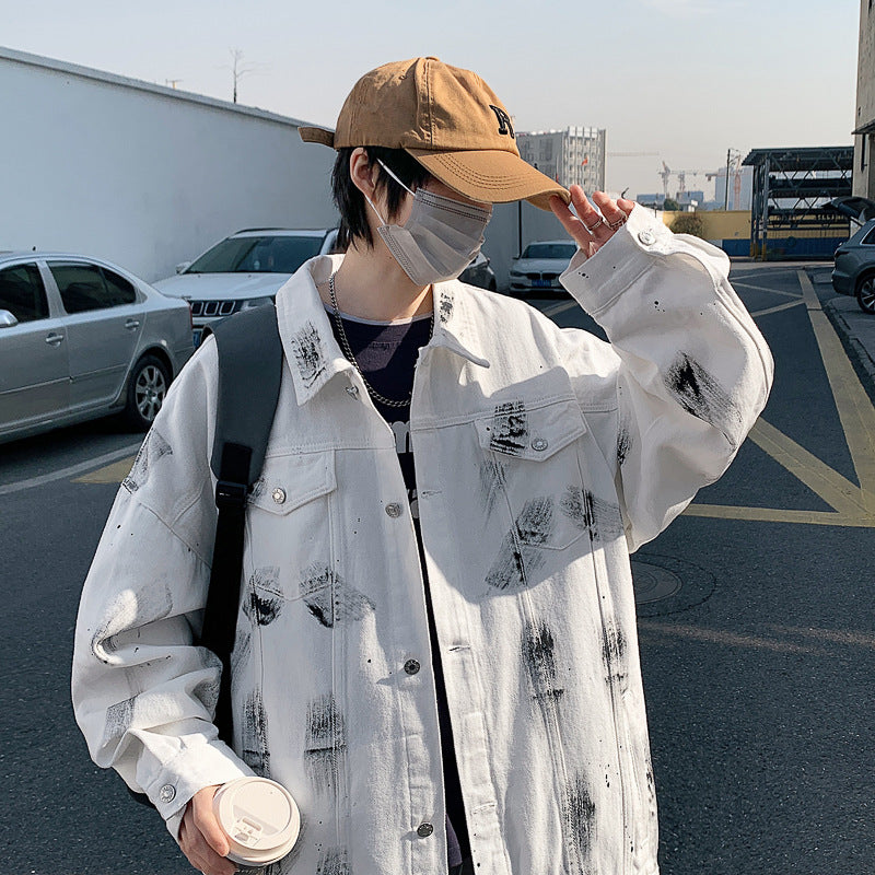 Hong Kong Style Denim Jacket Men's Winter High Street Jacket