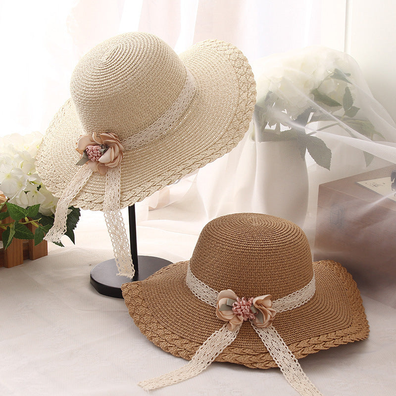 Flower Lace Children's Sunscreen Shade Straw Hat