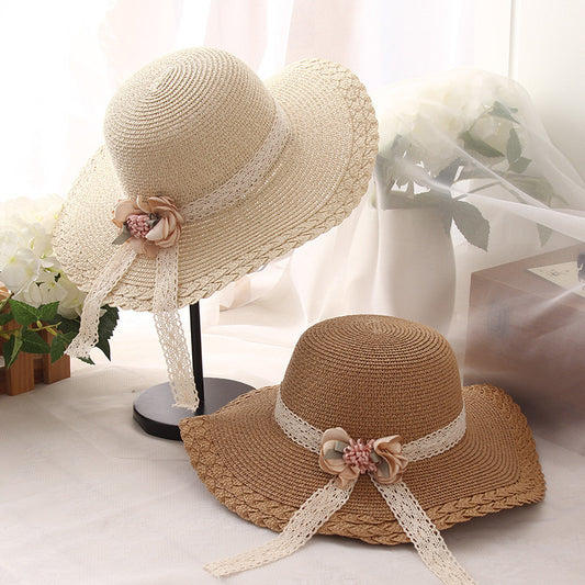 Flower Lace Children's Sunscreen Shade Straw Hat