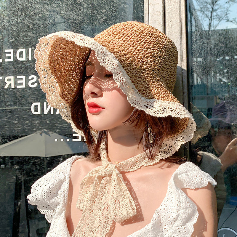 Lace Large Head Circumference Ladies Sun Protection Hat