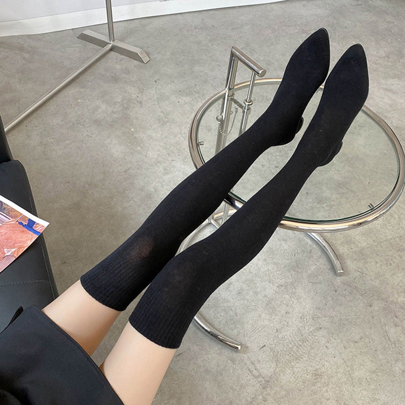 Fashion Women's Thick Heel Stretch Socks And Boots