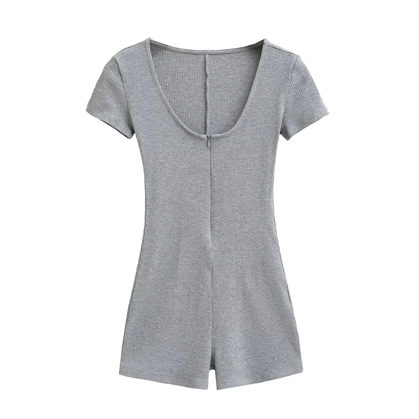 Sexy Ribbed Yoga Fitness Jumpsuit With Short Sleeves For Curvy Women