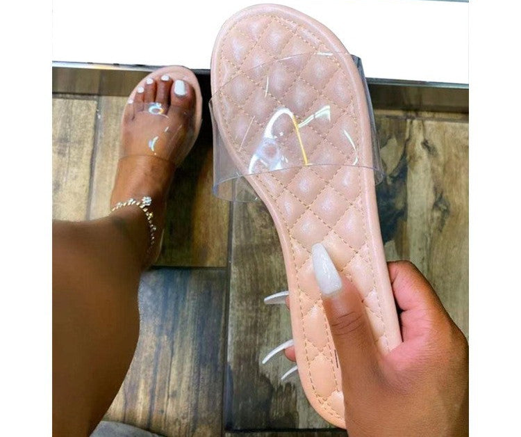 Flat-bottomed Transparent Small Fragrant Fashion Beach Sandals And Slippers