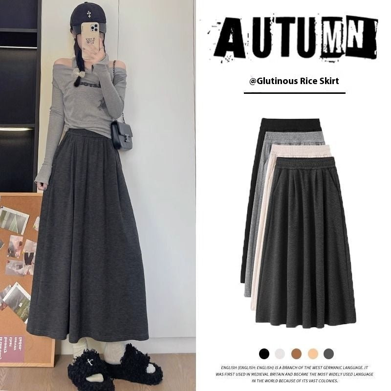 Mid-length High Waist Drooping Slimming Skirt