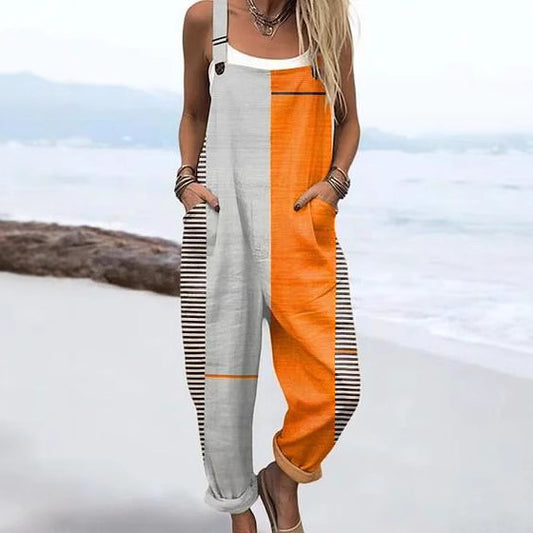 Floral 3D Digital Printing Casual Strap Sleeveless Jumpsuit