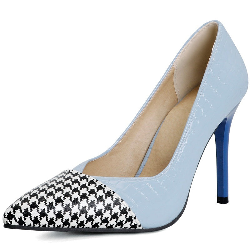 High Heels European And American Color Matching Pointed Shallow Mouth Stiletto Shoes