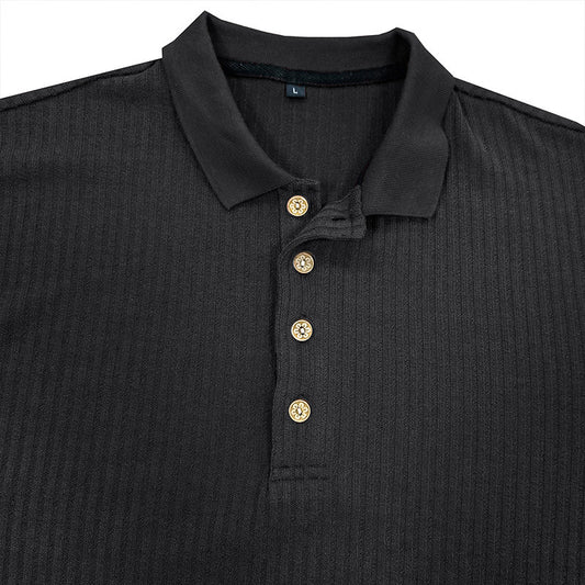 Europæiske og amerikanske langærmede T-shirt polo med revers til mænd