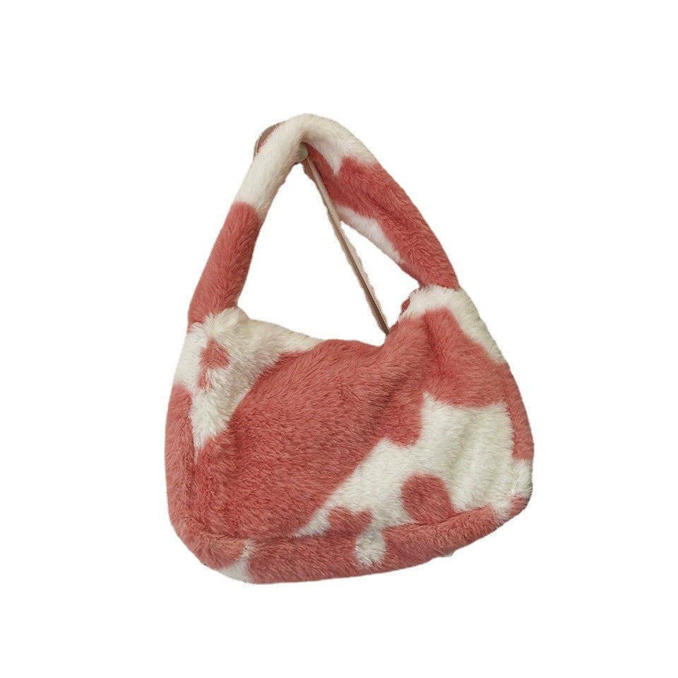 New Plush Harajuku Style Cow Fashion Plush Simple Personality Crossbody Bag