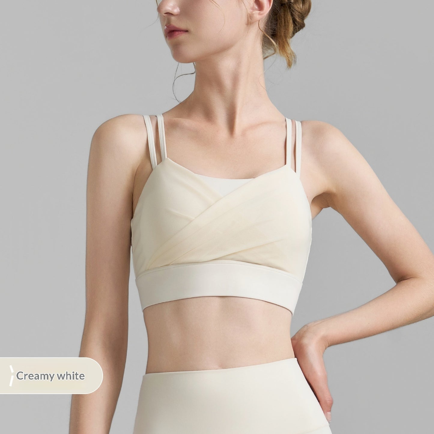 New Mesh Pleated Sports Bra With Large Backless Fitness Top