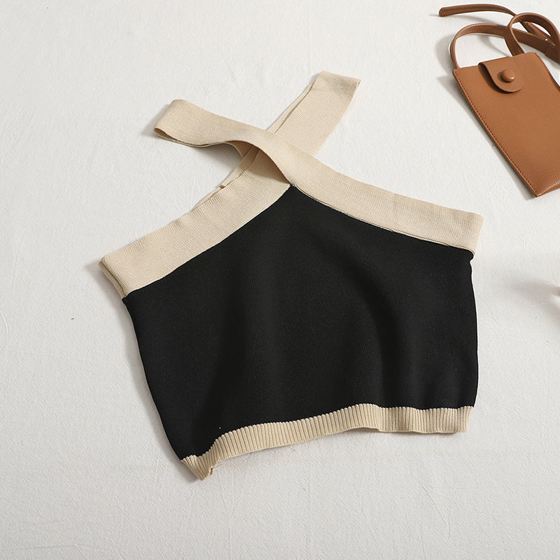 Cross V-neck Halter Waistcoat Female