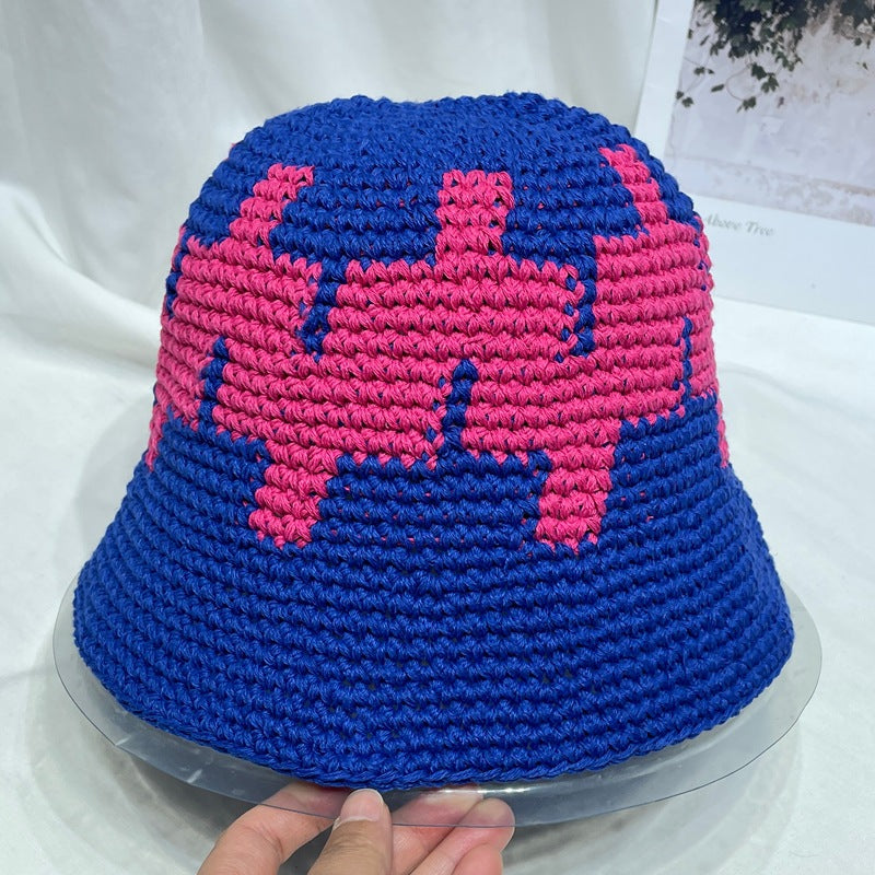 Ins Niche Street Knitted Contrast Color Bucket Hat