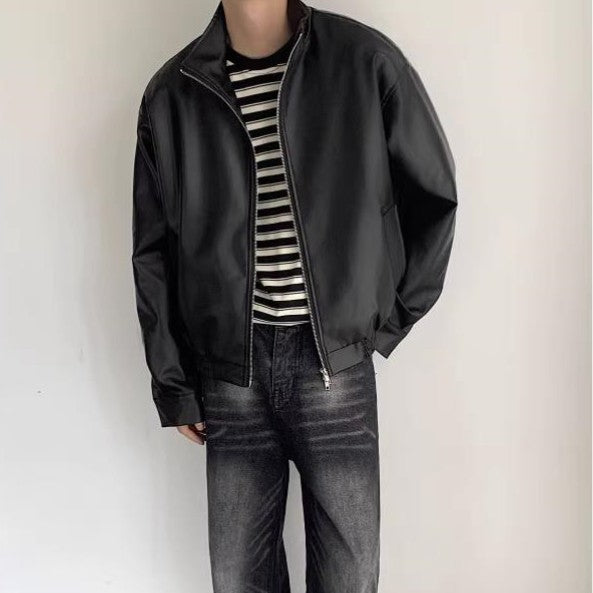 Fashion Profile Pu Jacket Men's Simple Clean Jacket