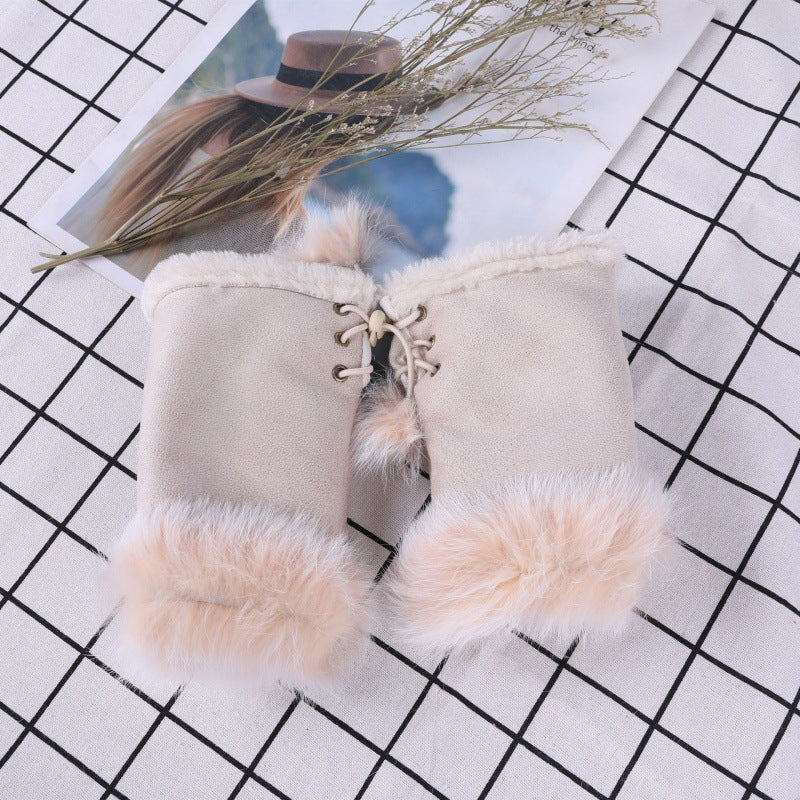 Women's Butterfly Pattern Fleece Gloves Sleeves