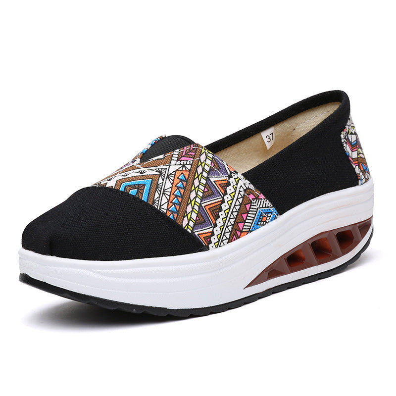 Canvas Rocking Wedge Heel Platform Korean Style Breathable Women's Shoes