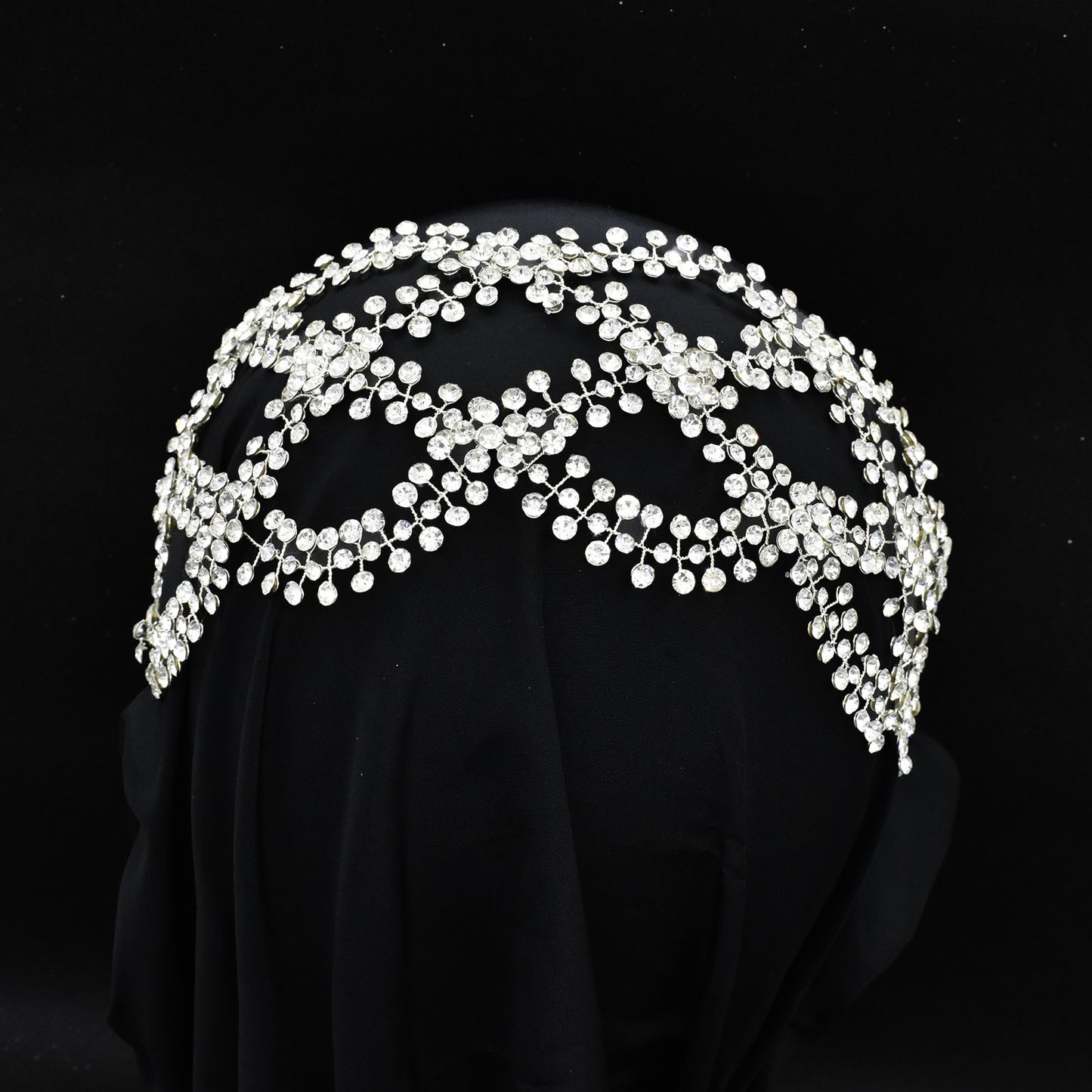 Bridal Mesh Rhinestone Cross S-Bend Handmade Tiara Shape