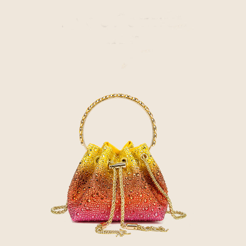 Drawstring Rhinestone Bag Shoulder Crossbody Handbag Women's Bag