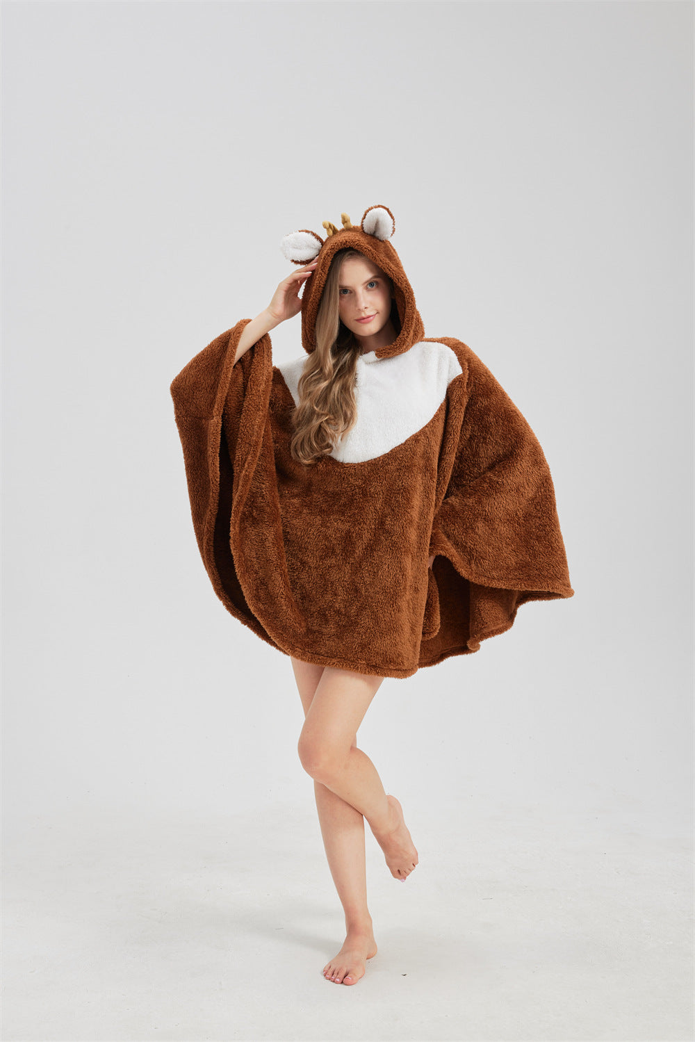 Animal-themed Lazy Cape Hooded Plush Cloak