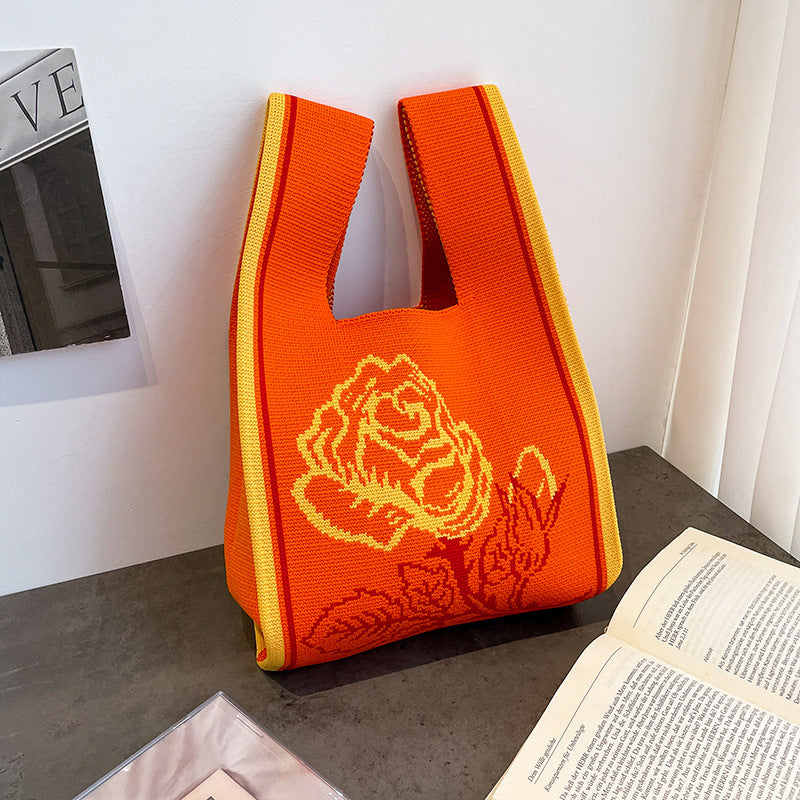 Cute Cartoon Wool Kitty Knitted Bag Women's Off-street Handbag